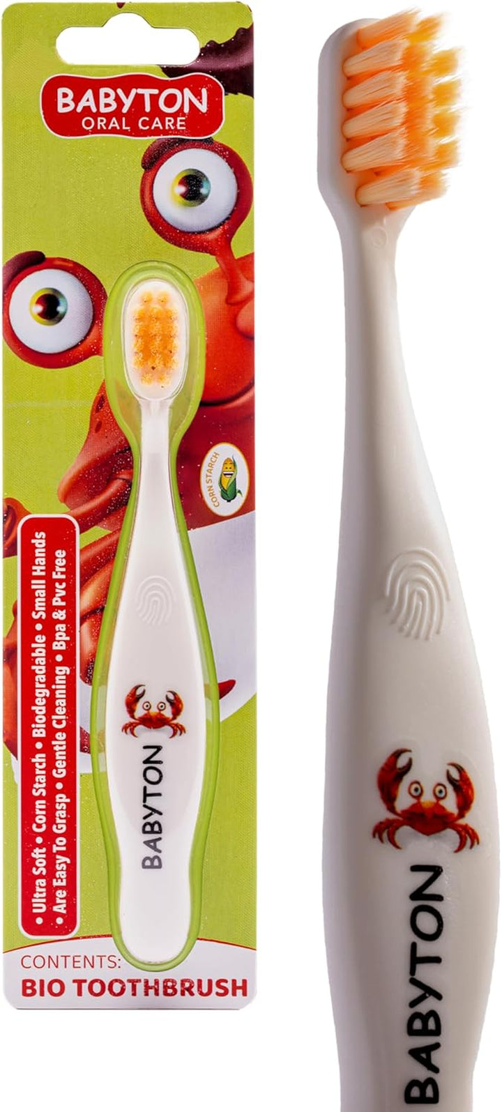 Bio Toothbrush - Eco-Friendly, Soft Bristles for Babies, Ergonomic Handle, Biodegradable Corn Cob Material (Jellyfish)