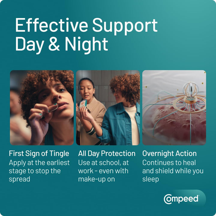 Hydrocolloid Cold Sore Treatment Patches (15 Invisible Plasters for Cold Sores) - 12 Hours Protection from Water, Bacteria & Viruses - Discreet, Easy to Apply Patches with Patch Applicator