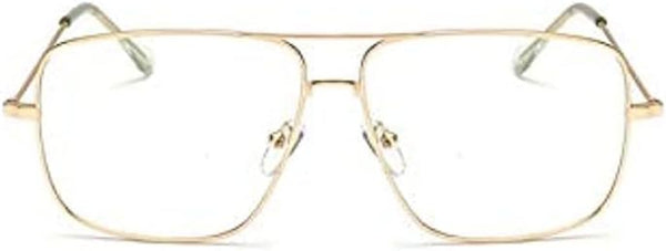 TECH-LINE-DIRECT Vintage 2019 Gold Metal Frame Eyeglasses Mens Womens Sun Glasses Retro Square Optical Lens Eyewear Nerd Clear Lens Glasses