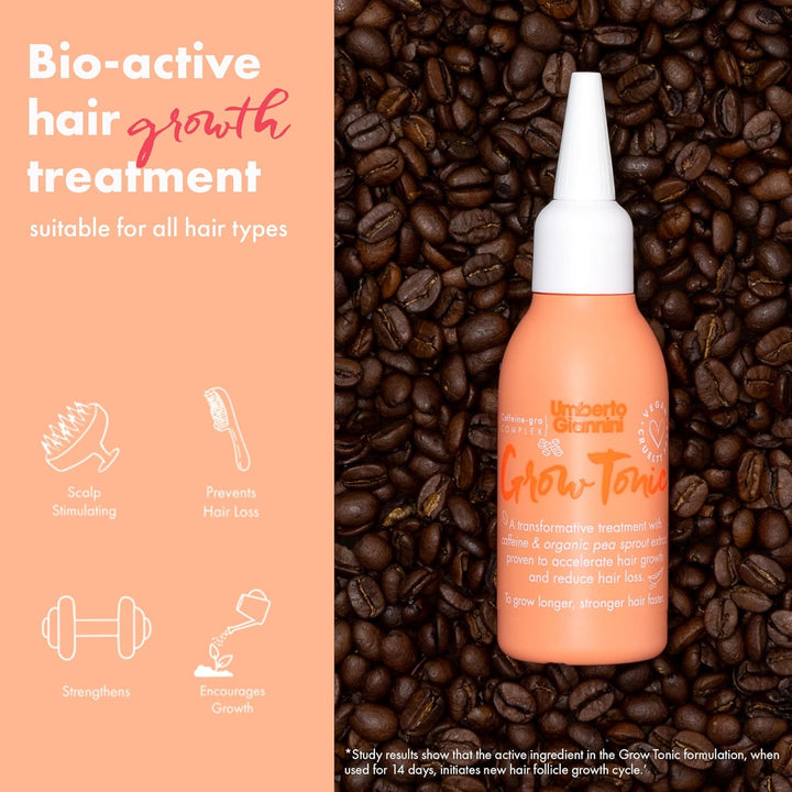 Grow Tonic - Vegan & Cruelty Free Hair Growth Treatment - Unique Gro-Complex with Caffeine Reduces Hair Loss within Two Weeks - Bio-Active Natural Ingredients - 75 Ml