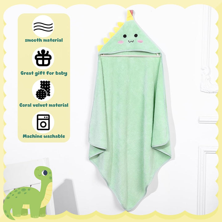 Hooded Baby Towel,80X80Cm Animal Design Baby Bath Towel with Hood for Newborn Boys and Girls(Green)