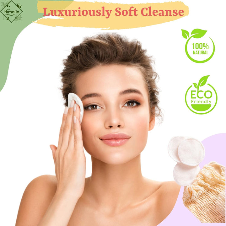 12 Pcs Reusable Makeup Remover Padswith Washable Laundry Bag | Bamboo Reusable Make up Remover Pads - Eco Friendly Soft & Gentle Reusable Cotton Pads Makeup Remover (Pack of 12)