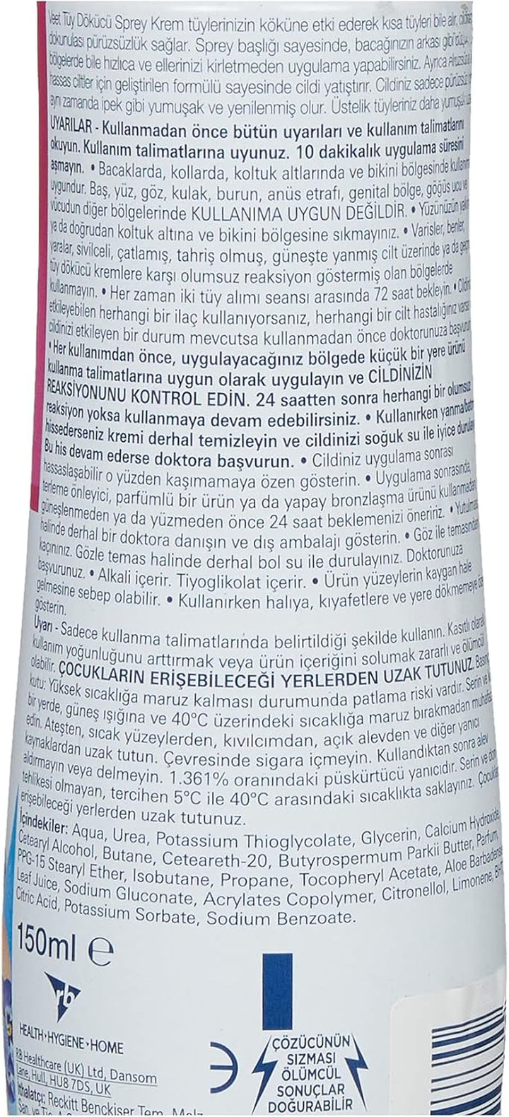 Spray-On Hair Removal Cream for Sensitive Skin 150Ml