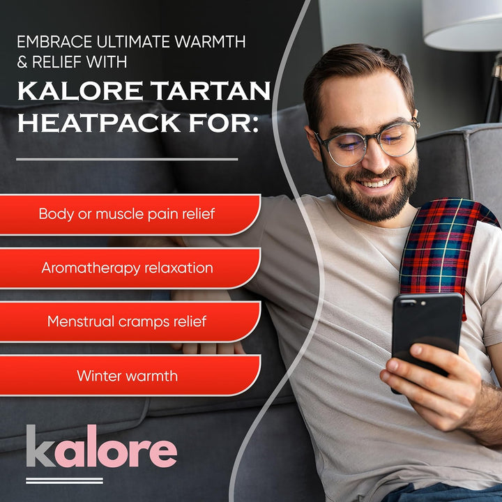 Wheat Bags Microwavable Neck and Shoulder Wrap - Relaxing Lavender Heat Bags Microwavable for Comfort - Tartan Cotton Fabric with UK Wheat Heat Bags Microwavable Compress by  - Purple