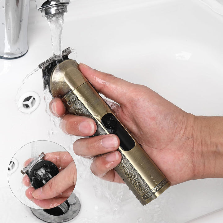 Beard Trimmer Kit Professional Hair Clipper Zero Gapped T-Blade Electric Razor Shaver for Nose Ear Body Face Mustache Trimmer for Men Cordless Grooming Kit Waterproof 8 in 1