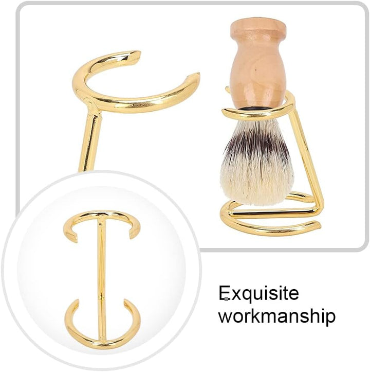 Shaving Brush Holder,Deluxe Shaving Stand Shaving Razor and Brush Stand for Safety Razor Stand Place Manual Shaving Foam Brush Stainless Steel （Golden,Without Brush）