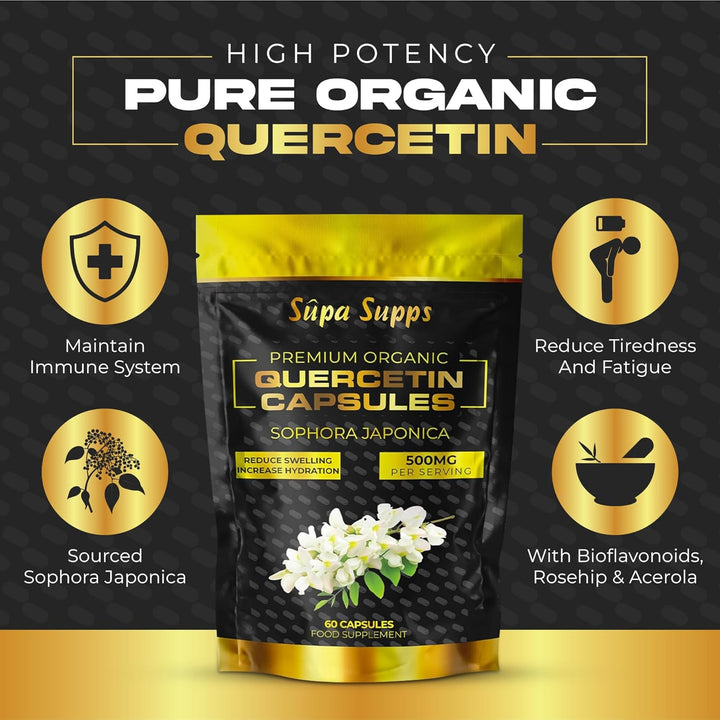 Pure Bio Quercetin 500Mg - High Strength Quercetin Capsules - Antioxidant & Flavonoid Supplement - Natural Quercitin Support for Cellular Protection & Vitality - 60 Vegan Capsules