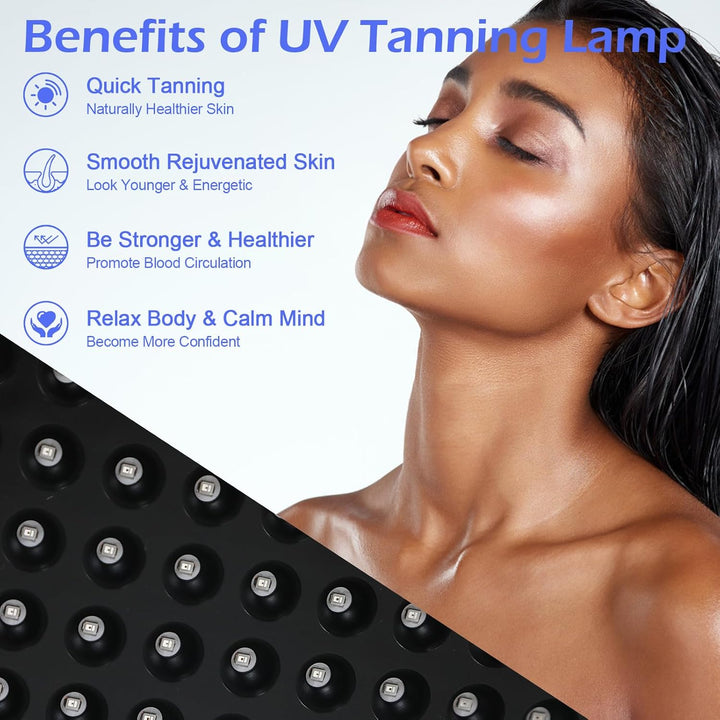 Tanning Lamp for Home, 45W Sun Lamp for Face and Body, 460Nm Full Blue Lamp Skin Tanning Light with 225Pcs Leds, Portable Self Tanner Light with Hanging Ring Hook, Adjustable Tripod and Goggles