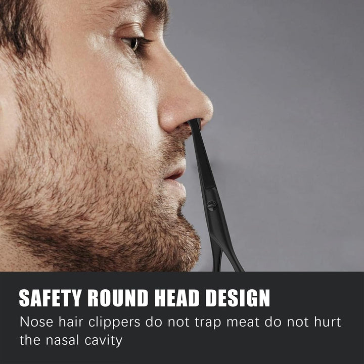 Premium Nose Hair Scissors, Curved Safety Blades with Rounded Tip for Trimming Small Details Facial Hair, Ear Hair, Eyebrow (Black)