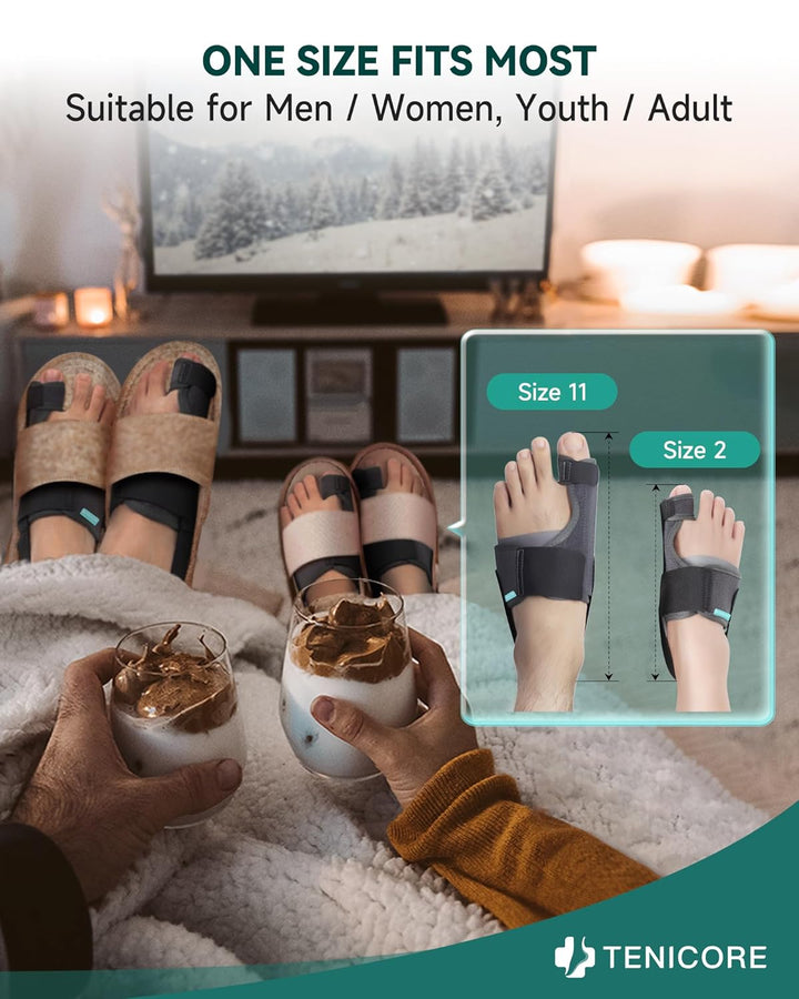 1 Pair Bunion Corrector Big Toe Straightener - Adjustable Bunion Splint with 2 Angle Bar, Bunion Toe Separator with Double Non-Slip Strap for Day Night Support - for Women & Men