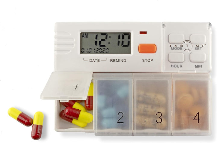 Pill Dispenser with 4 Alarms, Extra Large Compartments, Automatic Reminder