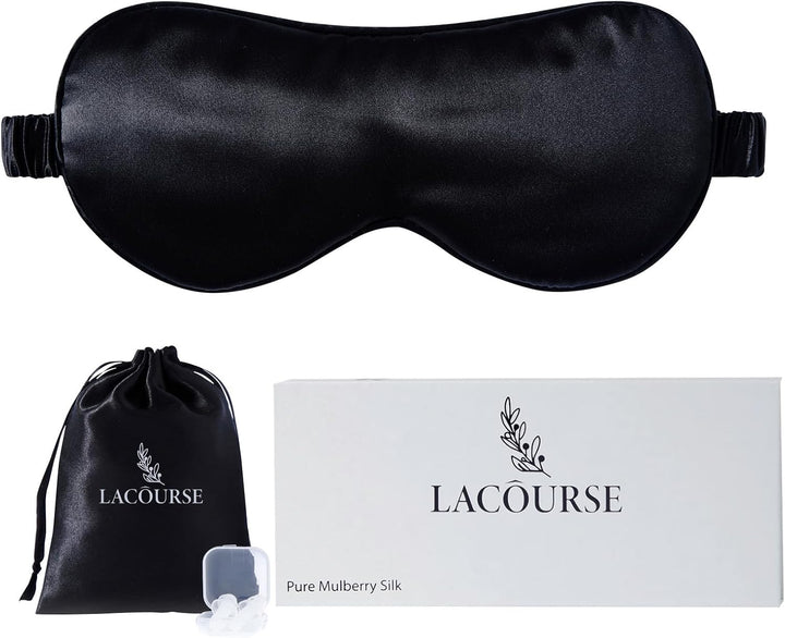 100% Natural Mulberry Silk Eye Mask for Sleeping with a Travel Pouch, Both Sides 19 Momme Organic Silk, Adjustable Sleep Eye Mask for Women, Green-Floral