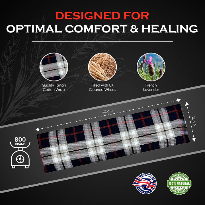 Wheat Bags Microwavable Neck and Shoulder Wrap - Relaxing Lavender Heat Bags Microwavable for Comfort - Tartan Cotton Fabric with UK Wheat Heat Bags Microwavable Compress by  - Purple