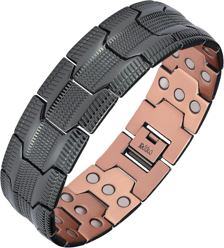 Copper Bracelets for Men,3X Magnetic Bracelets Men with Ultra Strength Magnets,Adjustable Size&Jewelry Gift Box