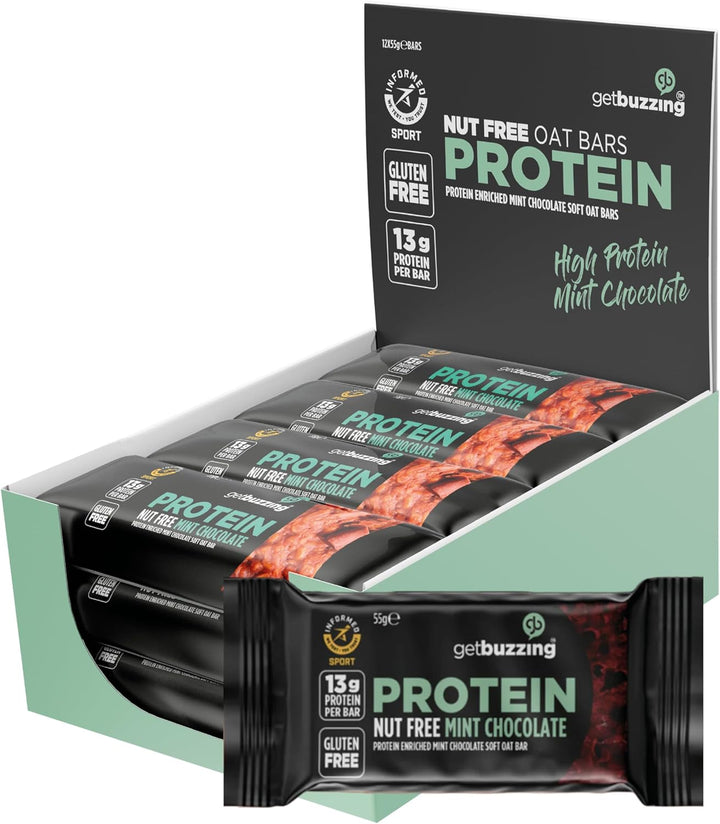 High Protein Nut Free Flapjack- Chocolate Fudge 55G - Healthy Snack Bars - Gym, Running, Cycling - Pure Protein Made in the UK - Pack of 12 Bars