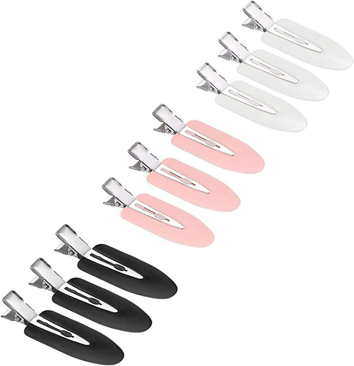 Hairpin[9 Pcs], No Bend Hair Clips, No Crease Hair Clips Pin Curl Clips, Makeup Seamless Hair Clip Clamps for Girl Woman Makeup Bangs Hair Styling(Pink, White, Black)