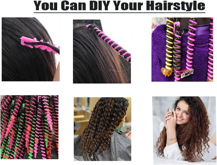 26 Pieces 6Inch Spiral Hair Perm Rod Colorful Plastic Long/Medium Hair Barber Hairdressing Styling Curling Perm Rod No Heat Hair Curlers for Women Girls