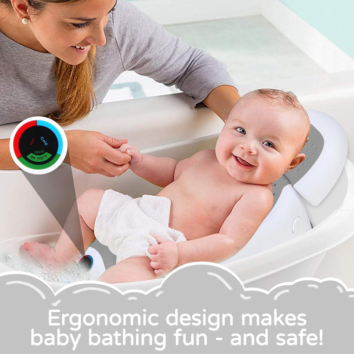Baby Bath Support | Newborn Bathtub with Thermometer,Ideal for Babies Less than 6 Months Old Collapsible Bathtub-2 Position, Baby Tubs for Newborn Essentials Must Haves (Gray)