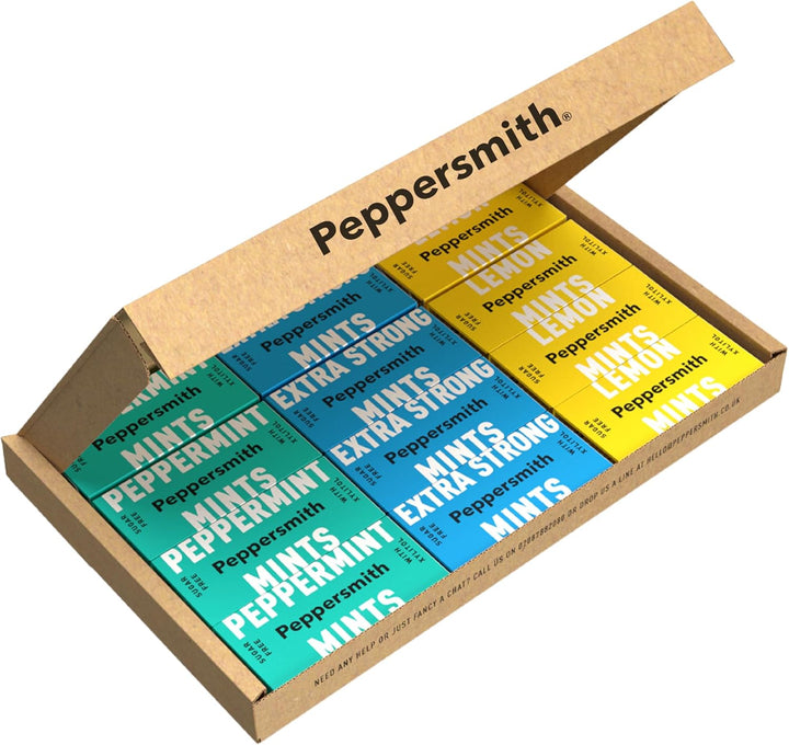 - British Peppermint Mints - 100% Plant Based Xylitol - Breath Freshener - Sugar Free Mints - Benefits Oral Health - Pocket Packs - 12X15G