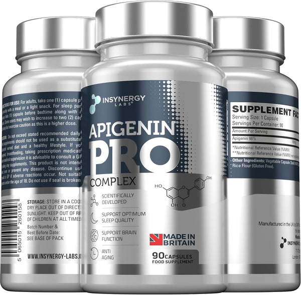 Apigenin 3 Month Supply (98% Purity) Superior Chamomile Apigenin 90 Vegan Caps, Sleep Supplement, Relaxation Support, NAD+ Booster, Sleep Aid Relaxation & Mood