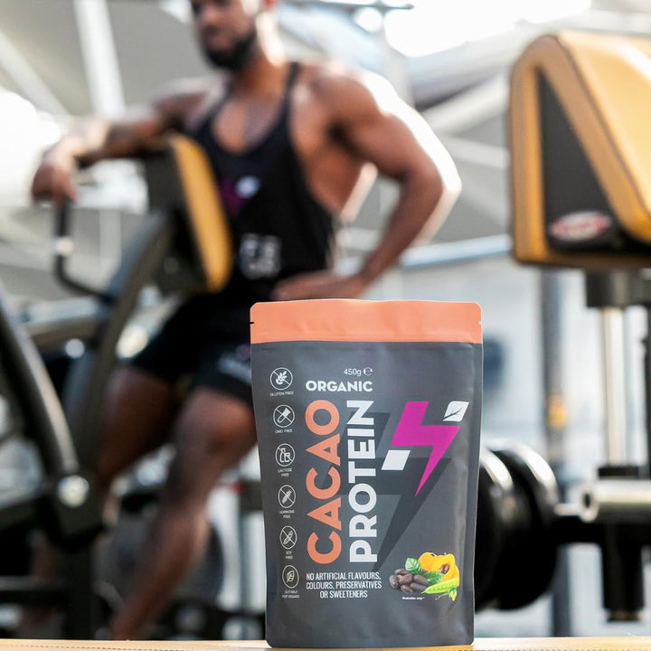 Organic Protein Powder - Cacao Vegan Protein Powder (450G - 15 Servings) Natural Powdered Ingredients, No Artificial Sweeteners, Dairy, Gluten, Soy Free, Pea Protein