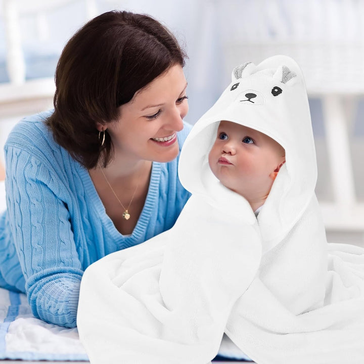 3 Pcs Hooded Baby Towels, Ultra Soft Newborn Towels with Hood, Cute Animal Design Absorbent Baby Bath Towels for Newborn Boys and Girls, 80X80Cm