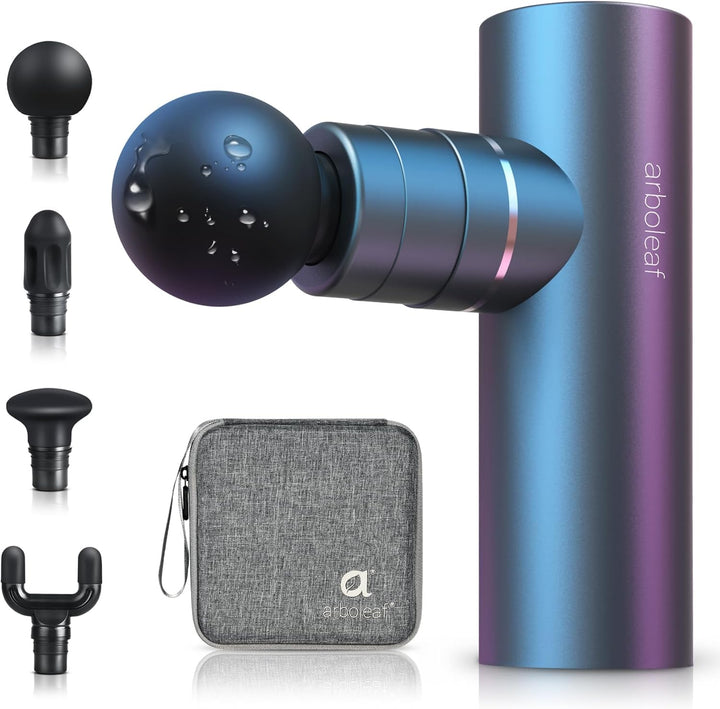 Massage Gun Mini Deep Tissue,  Muscle Massage Gun with 4 Silicone Heads 5 Speeds, 3200 RPM 1.03Lb Portable Quiet Percussion Massage Guns for Muscle Relaxation, Long Battery Life Type -C