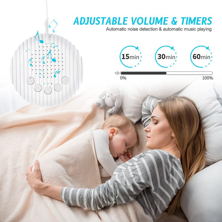 White Noise Machine, 10 Soothing Nature Sounds Therapy Portable Sleep Sound Machine, Mini Sound Machine for Baby Kids Adults, USB Rechargeable Baby Sleep Machine with 3 Timer Memory Functions