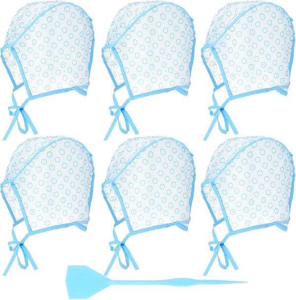 Highlighting Kit, 6Pcs Highlighting Cap with 6Pcs Hair Needles Crochet Hooks Salon Hair Coloring Dye Caps Frosting Cap for Salon DIY Hairs Dyeing Hairdressing