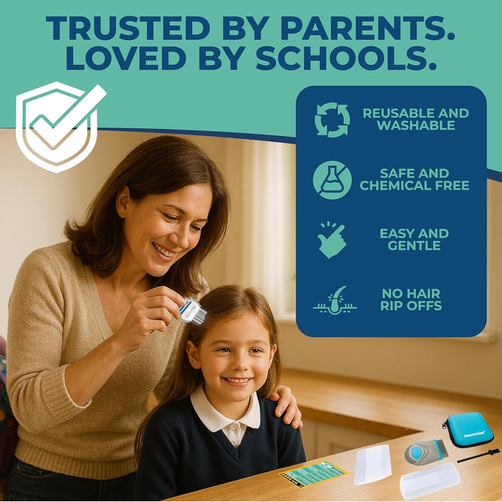 Professional 6-In-1 Nit & Lice Comb Kit | Micro Spiral, Precision & 2× Double-Sided Combs | Brush, Tracker & EVA Case | Reusable, Chemical-Free | for Kids, Adults, Pets (All Hair Types)