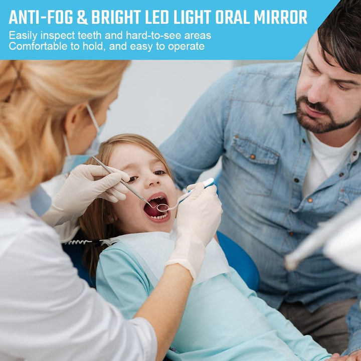 Dental Mirror with Light, 2PCS Dental Teeth Mirror, anti Fo Mouth Tooth Mirror, Dental Inspection Mirror with LED Light for Oral Dental Care, Dental Oral Care Tool Kit