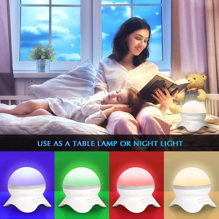 Baby Night Light Kids Projector, Starry Sky Lights Lamp 360 Degree Rotating Space and Ocean Themes with 8 Lighting Modes, Star Projector Gifts for Boys and Girls - White