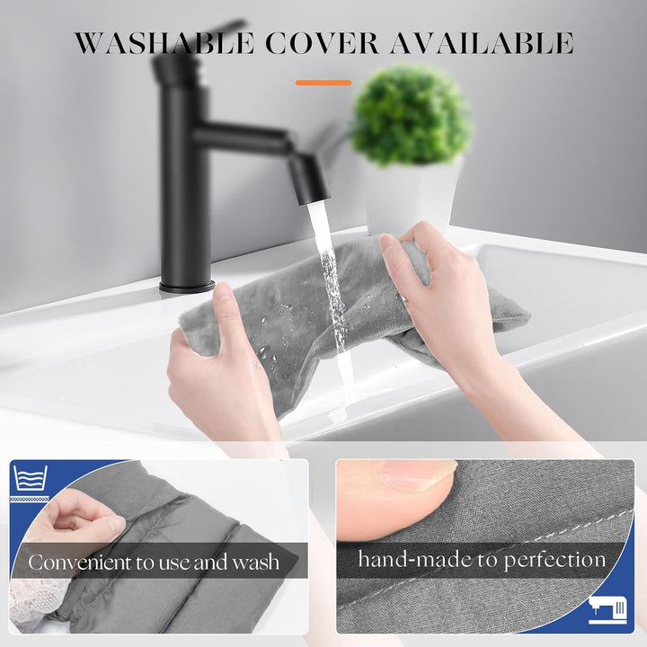 Wheat Bags Microwavable with Washable Cover | Microwave Heat Pad for Back Pain Relief 32×17 CM | Heat Pads for Muscle Cramps Menstrual Joints Relief(Grey)