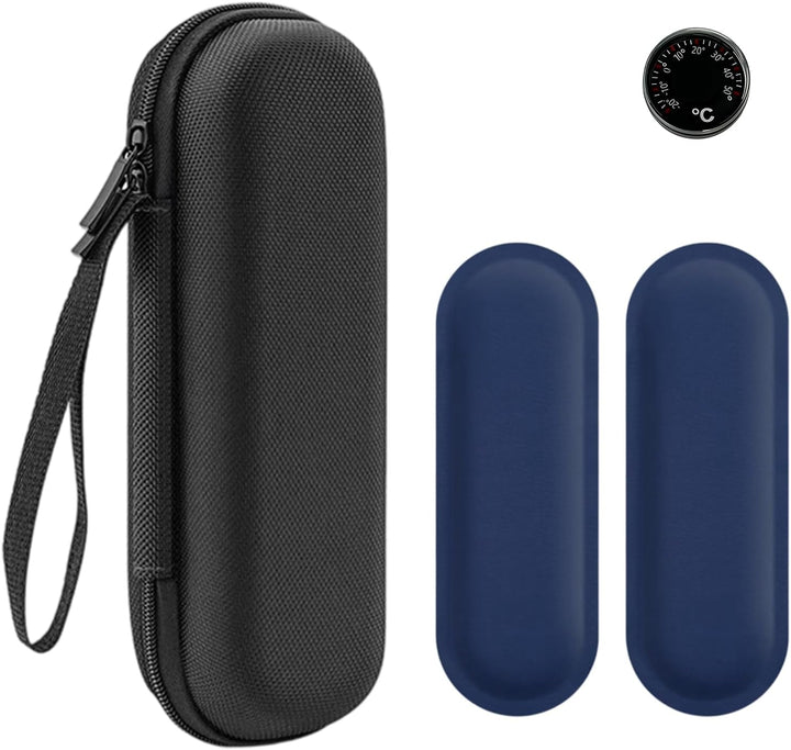 Medicine Refrigerated Travel Box, Medicine Refrigerated Bag with 2 Ice Packs and Thermometer, Insulin Cooler Travel Case, Easy to Carry Refrigerated Box (Black)