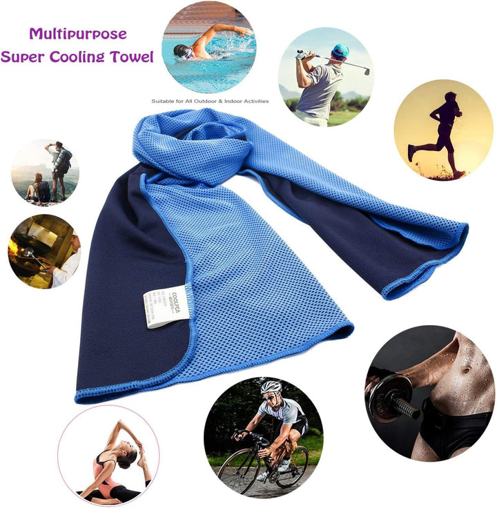Cooling Towel, Ice Cold Sports Sweat Towel for Instant Relief Perfect for Cooling Scarf Neck,Forehead, Wristband, Bandana, Stay Cool from over Heating during All Kinds of Sports and Exercise