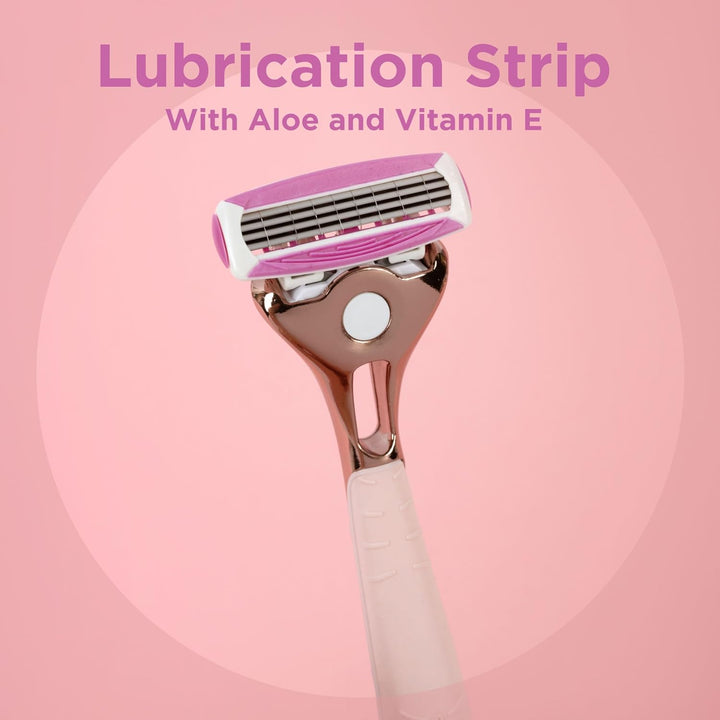 - Quattro for Women | Premium Metal Rose Gold | Razor Handle + 4 Blade Refills