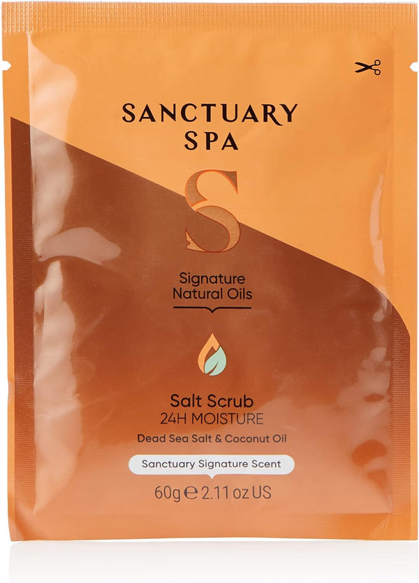 Spa Salt Body Scrub, Natural Sea Salt, Body Exfoliator Vegan and Cruelty Free, 60G Sachet, Orange