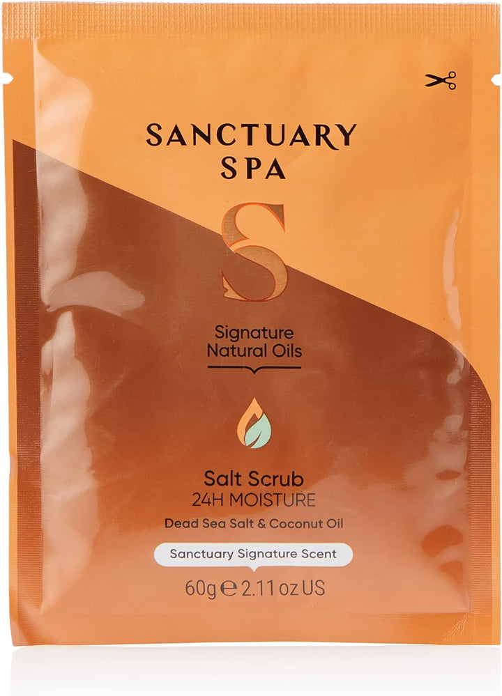 Spa Salt Body Scrub, Natural Sea Salt, Body Exfoliator Vegan and Cruelty Free, 60G Sachet, Orange