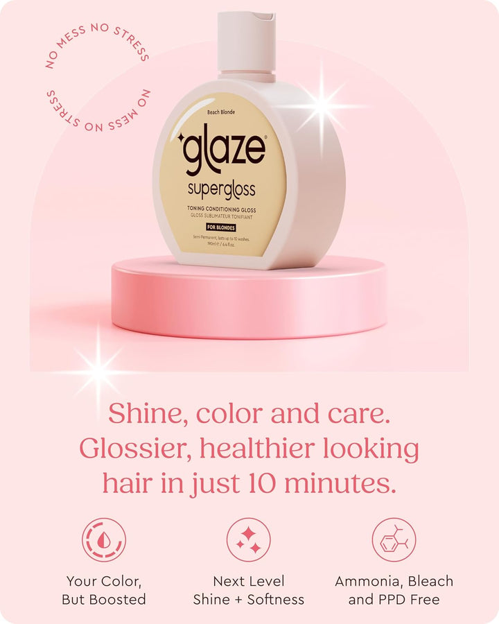 Supergloss Color Conditioning Gloss with Dispensing Pump – Hydrating Semi-Permanent Color Hair Gloss & Shine Boost – for Medium to Dark Blonde Hair – 6.4 Fl Oz - Beach Blonde