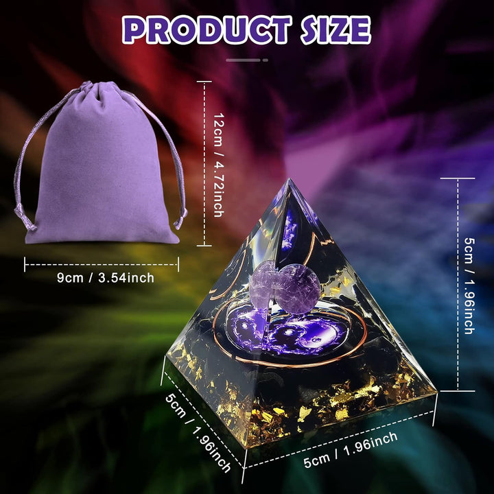 Crystal Pyramid, Moonstone Crystal Ogan Chakra Energy Tower, Positive Energy Generator, Nature Reiki Chakra Crushed Stone Jewelry for Healing Meditation Chakra Balance (Amethyst)