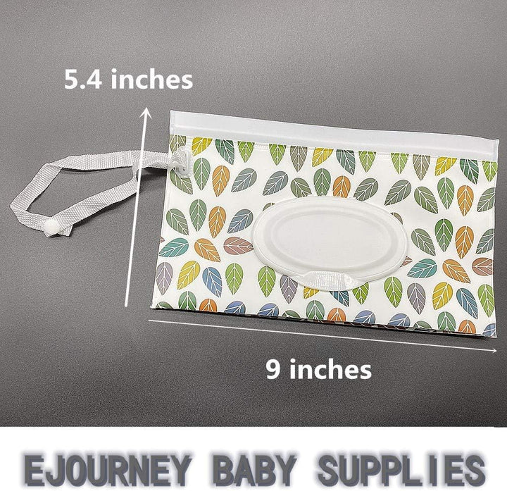 Portable Wet Wipe Pouch Dispenser (2 Pack), Reusable Baby Diaper Disposal Bags, Refillable Personal Travel Clutch Dispenser Holder | Keeps Wet Wipes Moist (Leaf & Arrow Pattern)