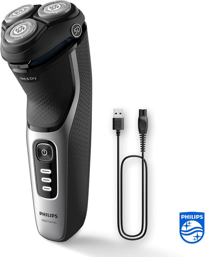Electric Shaver 3000 Series - Wet & Dry Electric Shaver for Men with Skinprotect Technology in Space Grey, Pop-Up Beard Trimmer, Cordless Shaver with Travel Pouch (Model S3241/12)