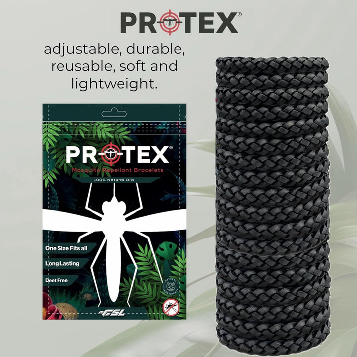 18 Black Insect Repellent Bracelets, Adjustable Leather Deet-Free Wrist Bands, Effective Protection, Insect Mosquito Repeller Bands for Adults & Kids, Resealable 18 Pack.