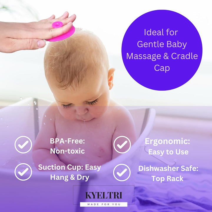 Baby Bath Set Bundled with Johnson'S Toiletries and  Silicone Brushes for Cradle Cap and Massage with Sponges