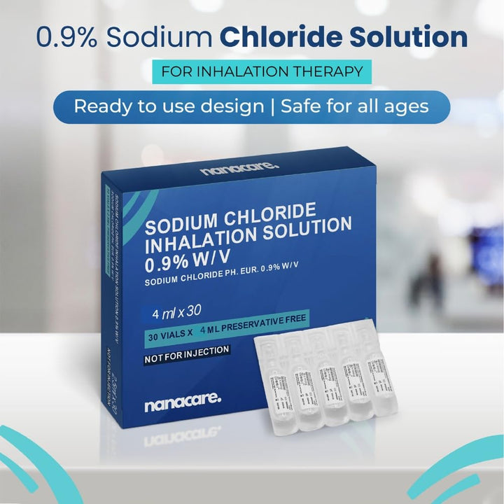 Saline Solution 0.9% - 30 X 4 Ml Vials & Nebuliser Cleaning Wipes X10 | Sodium Chloride NACL | Sterile Inhalation Saline Solution | Isotonic Solution