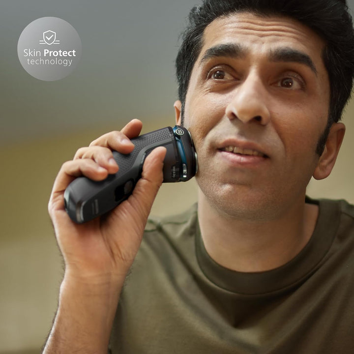 Electric Shaver 3000 Series - Wet & Dry Electric Shaver for Men with Skinprotect Technology in Dark Moon, Pop-Up Beard Trimmer, Cordless Shaver (Model S3145/00)