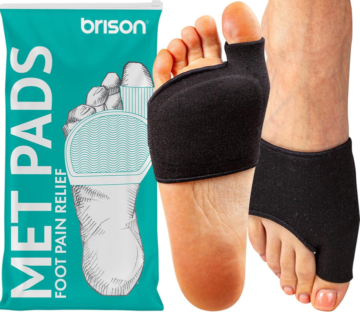 Podiatrist-Designed Metatarsal Pads for Women & Men - Ball of Foot Cushions for Pain Relief Metatarsalgia Morton'S Neuroma Calluses 1 Pair Black, Large M 8.5-10.5 / W 10.5-12
