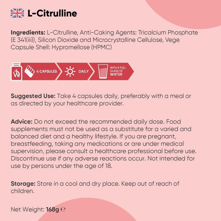 L Citrulline 3000Mg - 240 Capsules - 2 Months Supply - Vegan-Friendly & Gluten-Free L Citrulline Powder Capsules - Non-Gmo & Magnesium Stearate-Free Supplement