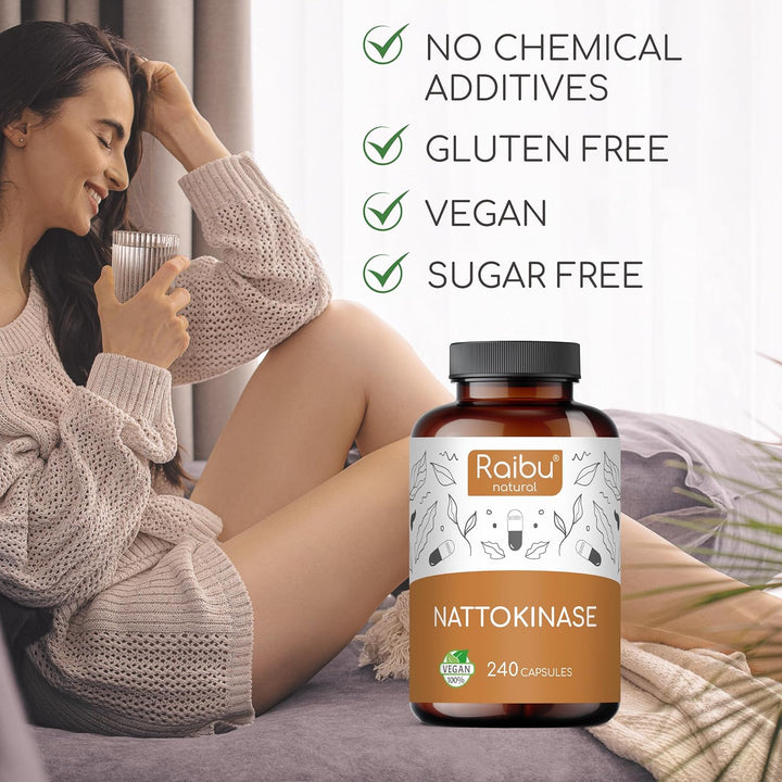 Nattokinase 2,000 FU per Capsule - High-Strength 240 Nattokinase Capsules from Fermented Natto Soybeans - 8 Months Supply - Non-Gmo, Natural & Vegan- Laboratory Tested -
