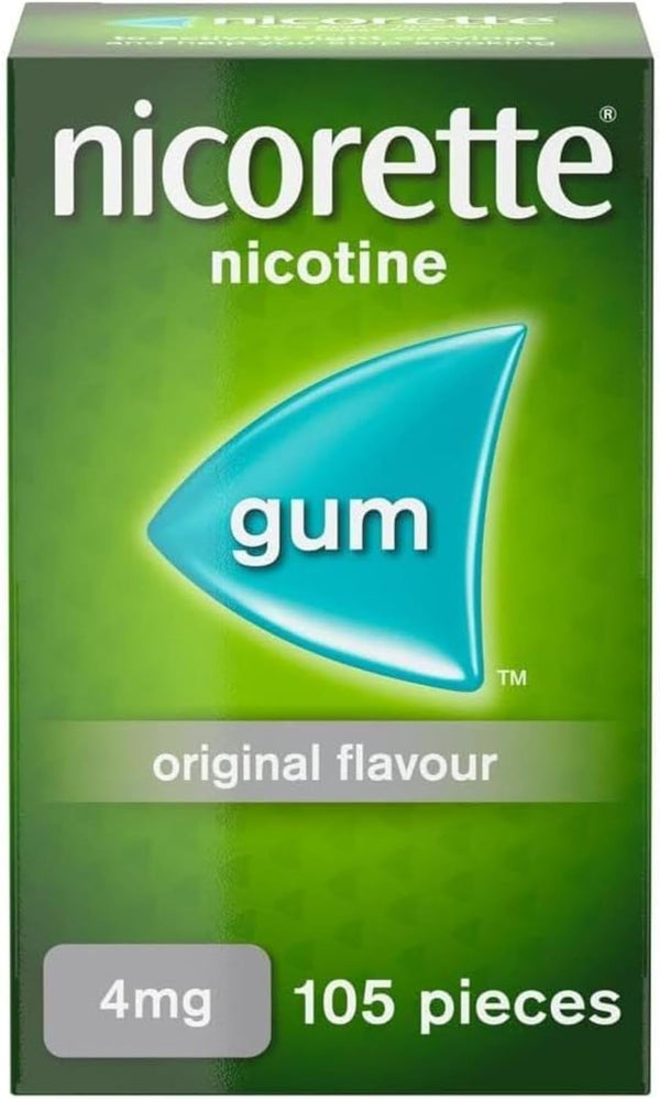 4Mg Gum Original Flavour (105 Pieces), Discreet Stop Smoking and Stop Vaping Aid to Help You Quit for Good, Tackle Cravings and Withdrawal Symptoms, Nicotine Gum (Quit Smoking or Vaping)